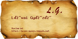 Lévai Győző névjegykártya